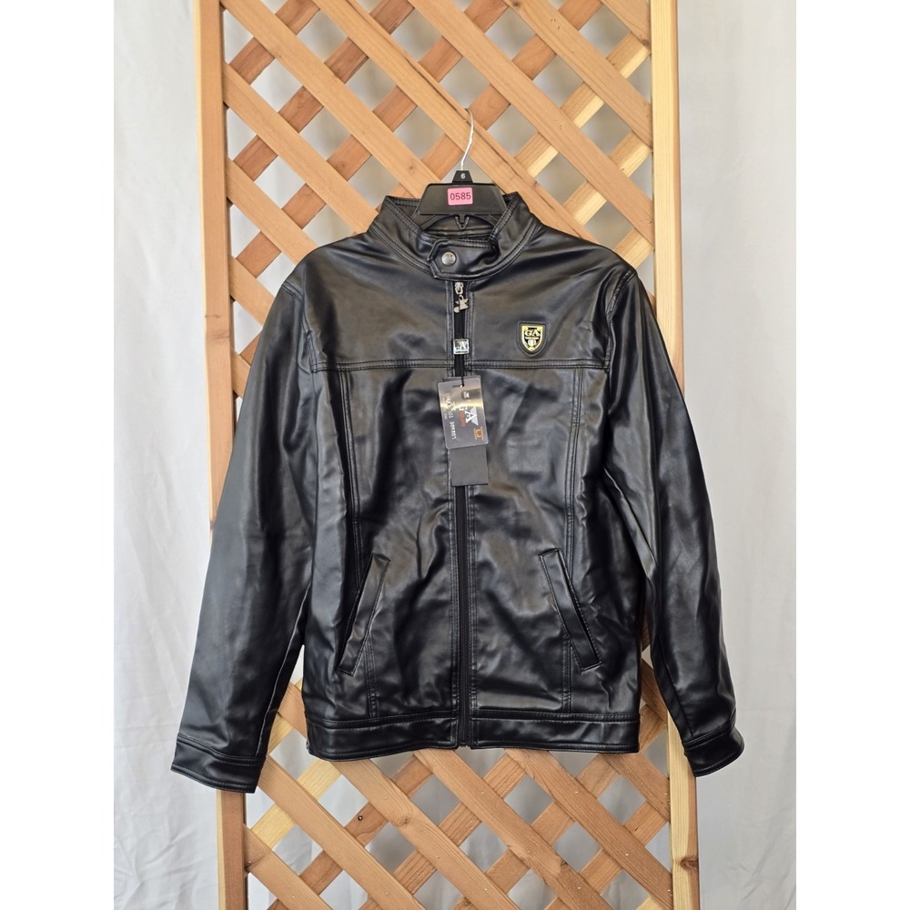 G A Milano Black Faux Leather Button Up Jacket Men Size Medium M New Collection